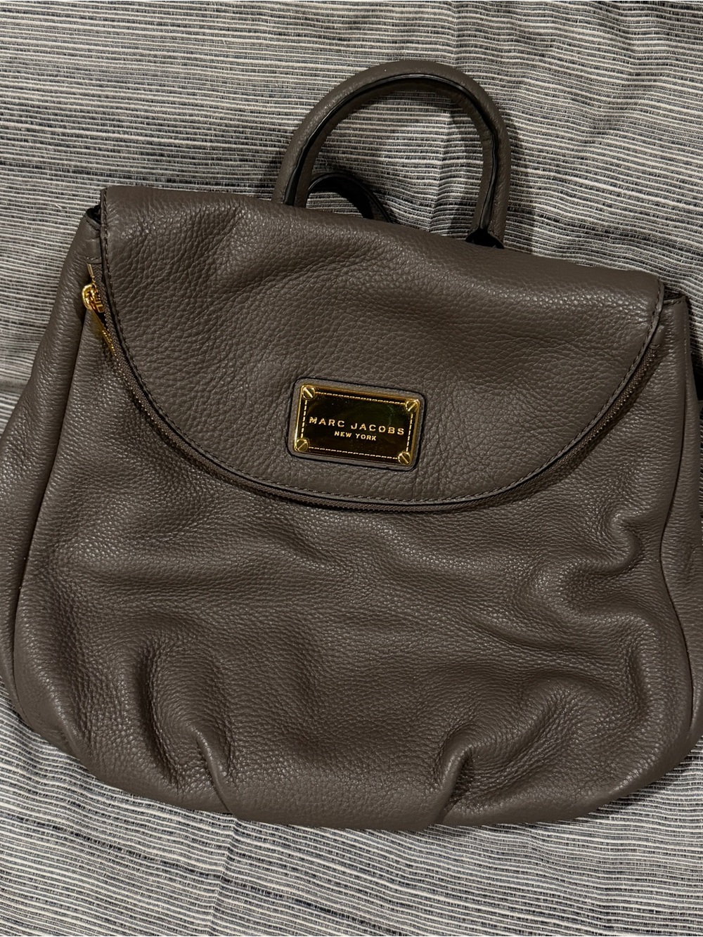 Marc Jacobs Taupe Pebbled Leather Backpack